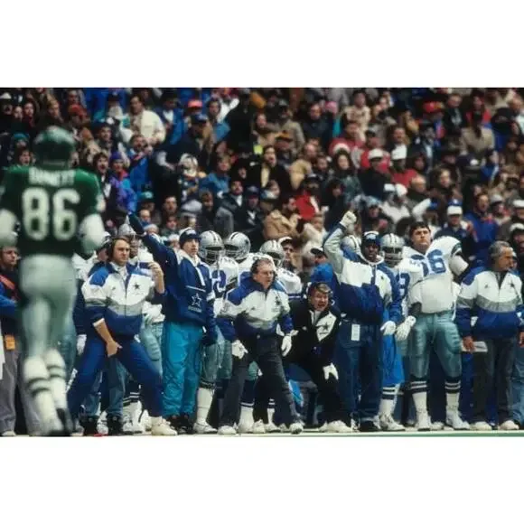 Dallas Cowboys 1993 APEX puffer Wave jacket zip M blue silver NFL Pro Line vtg - Picture 8 of 10